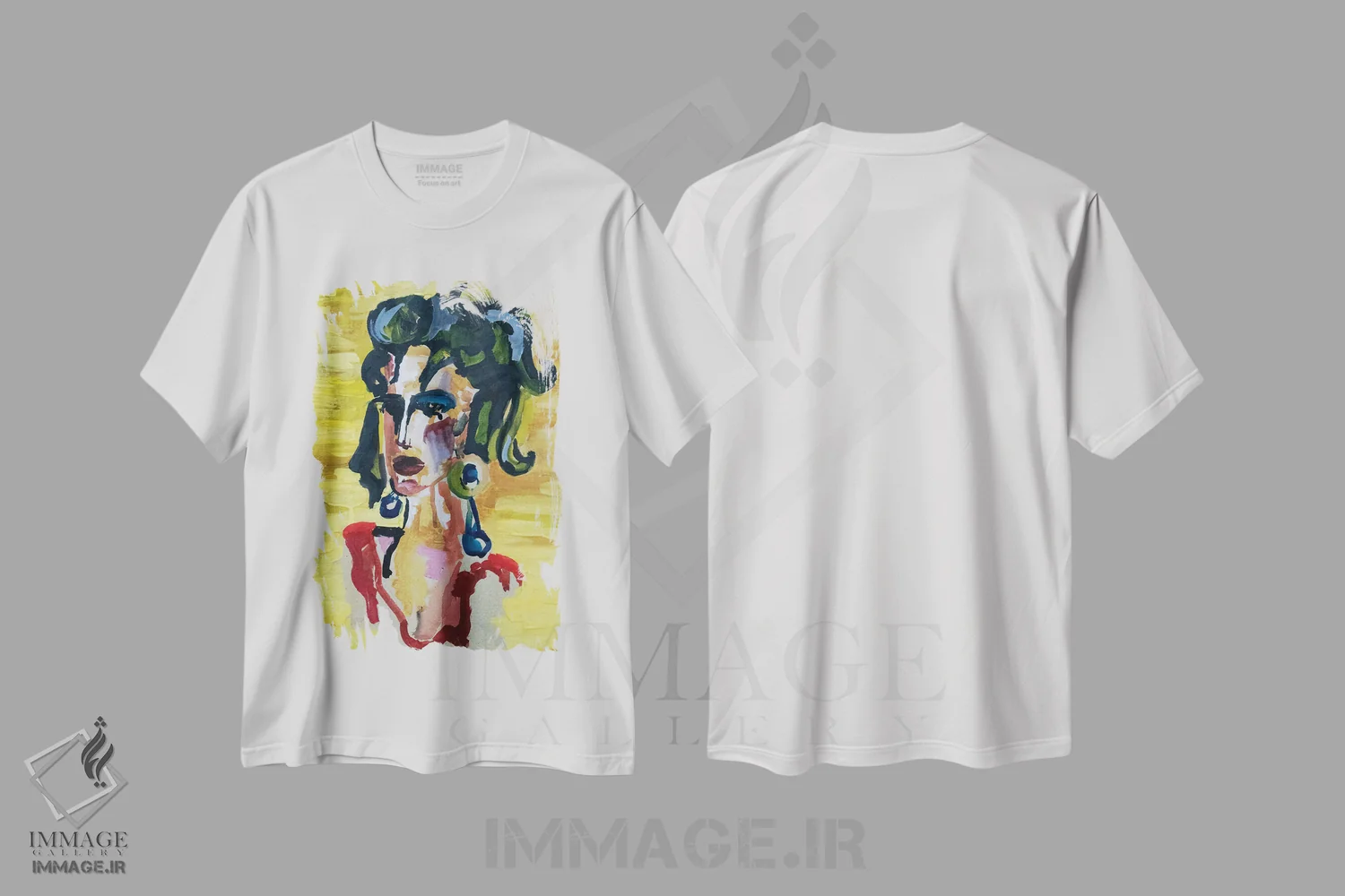 تیشرت سفید طرح دار زن اسپانیایی، هنر فاخر معاصر اثر کاترینا بورتسووا | فروشگاه ایماژ