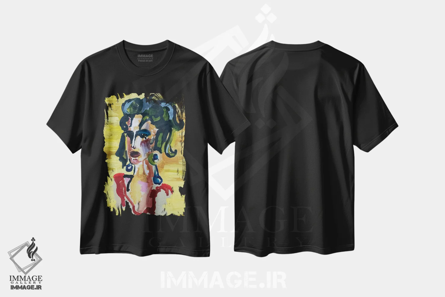 تیشرت مشکی طرح دار زن اسپانیایی، هنر فاخر معاصر اثر کاترینا بورتسووا | immage.ir