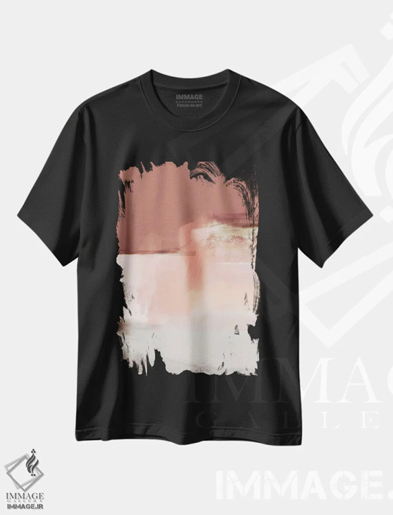 تیشرت مشکی طرح دار ترکیب صورتی ۱ اثر کارین تونیا گریم | immage.ir
