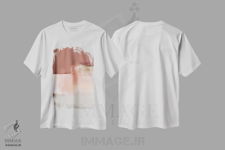 تیشرت سفید طرح دار ترکیب صورتی ۱ اثر کارین تونیا گریم | فروشگاه ایماژ