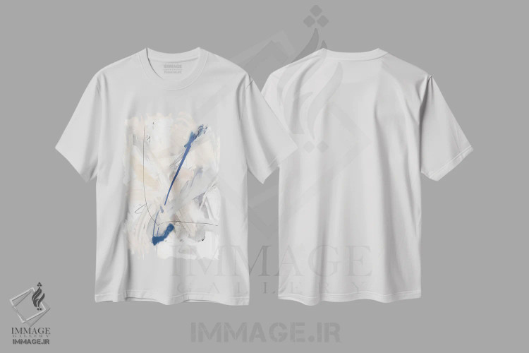 تیشرت سفید طرح دار ضربه های قلم زنبق ۲ اثر کارین تونیا گریم | immage.ir