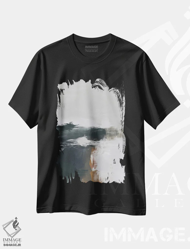 تیشرت مشکی طرح دار ترکیب در روز دوشنبه I اثر کارین تونیا گریم | فروشگاه ایماژ