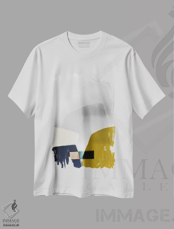 تیشرت سفید طرح دار انتزاعی مدرن VII اثر کارین تونیا گریم | فروشگاه ایماژ