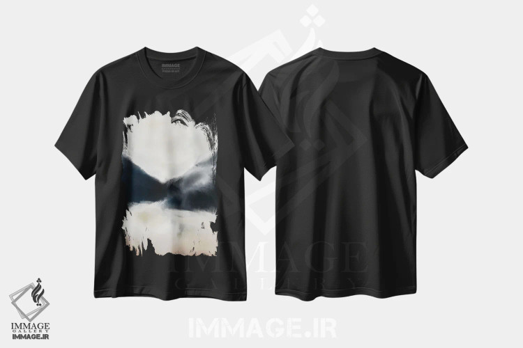 تیشرت مشکی طرح دار مجموعه کوه ها II، آبستره اثر کارین تونیا گریم | فروشگاه ایماژ