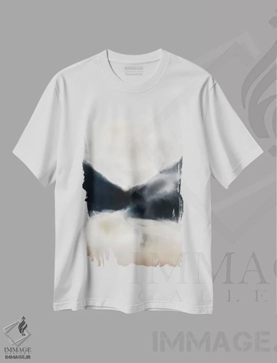 تیشرت سفید طرح دار مجموعه کوه ها II، آبستره اثر کارین تونیا گریم | immage.ir