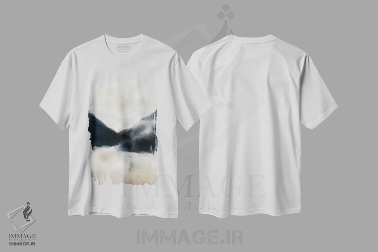 تیشرت سفید طرح دار مجموعه کوه ها II، آبستره اثر کارین تونیا گریم | immage.ir