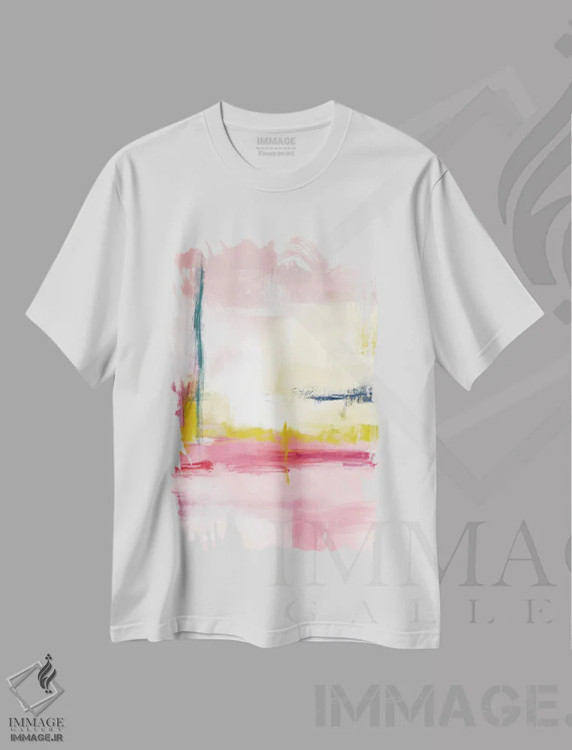 تیشرت سفید طرح دار رقص صورتی II اثر کارین تونیا گریم | فروشگاه ایماژ
