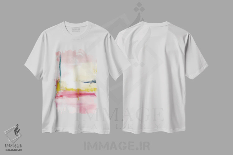 تیشرت سفید طرح دار رقص صورتی II اثر کارین تونیا گریم | فروشگاه ایماژ