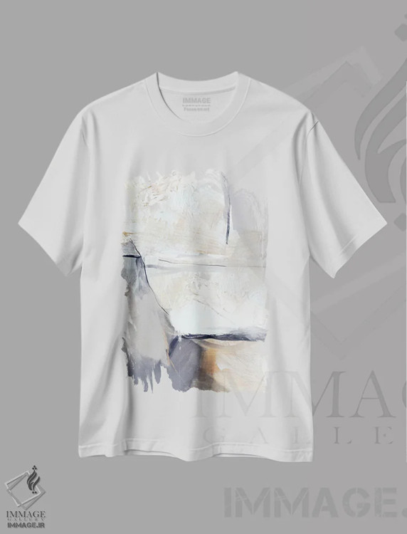 تیشرت سفید طرح دار آرام گرفته اثر کارین تونیا گریم | فروشگاه ایماژ