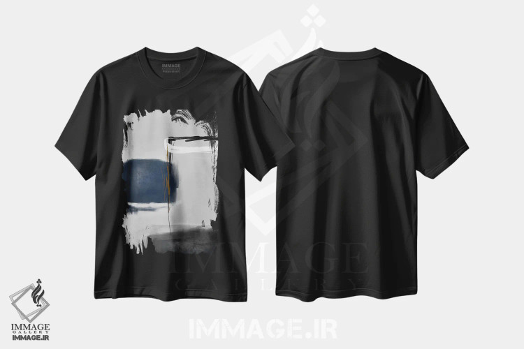 تیشرت مشکی طرح دار رنگ های اکریلیک VII اثر کارین تونیا گریم | فروشگاه ایماژ
