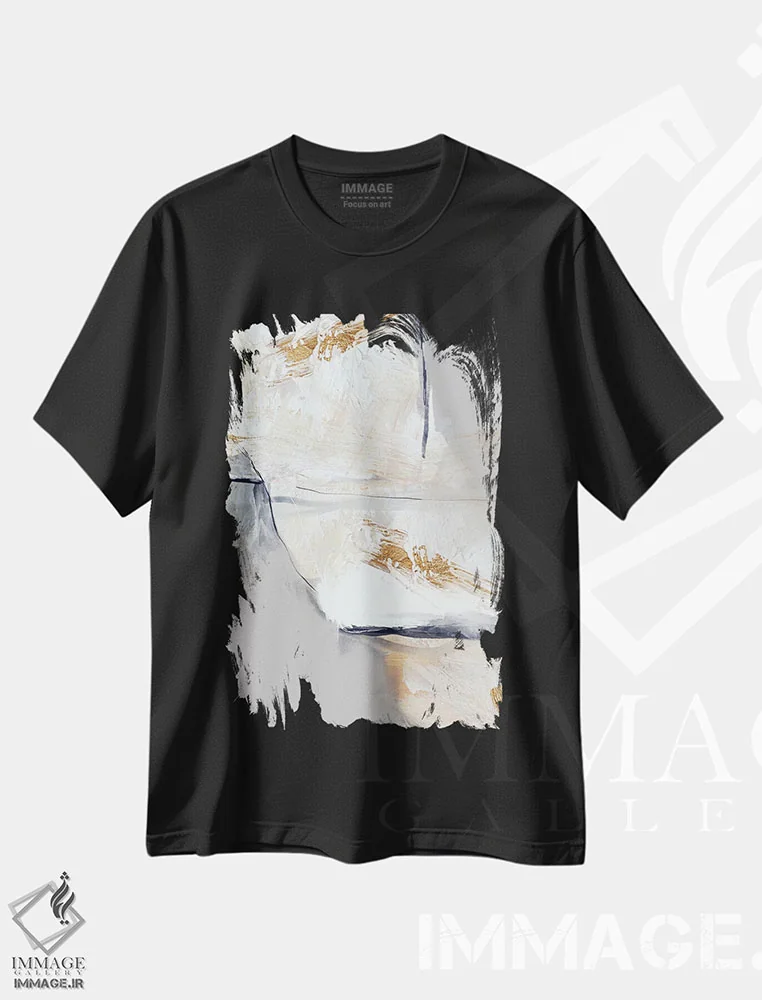 تیشرت مشکی طرح دار آرام گرفته VII، آبستره اثر کارین تونیا گریم | immage.ir