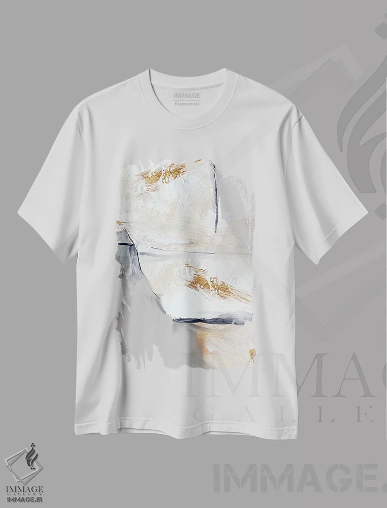 تیشرت سفید طرح دار آرام گرفته VII، آبستره اثر کارین تونیا گریم | فروشگاه ایماژ