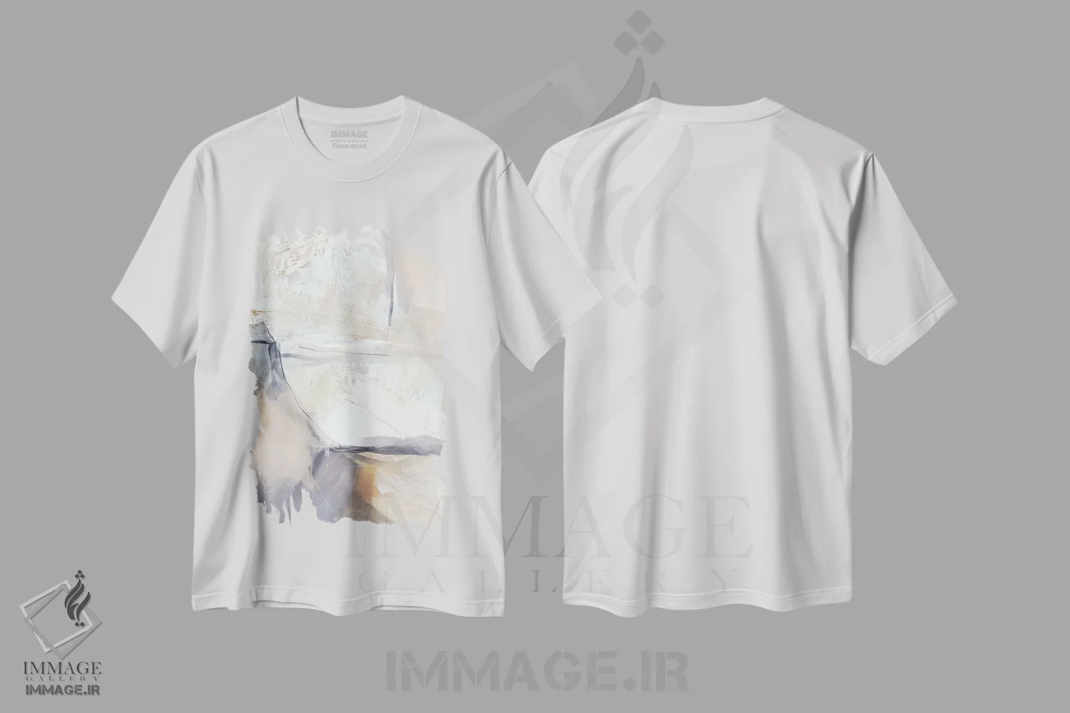 تیشرت سفید طرح دار آرام گرفته در رنگ صورتی اثر کارین تونیا گریم | immage.ir