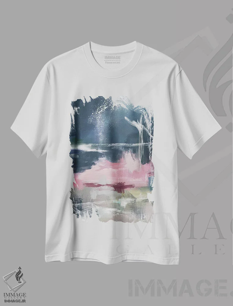 تیشرت سفید طرح دار رنگارنگ ترین III اثر کارین تونیا گریم | فروشگاه ایماژ