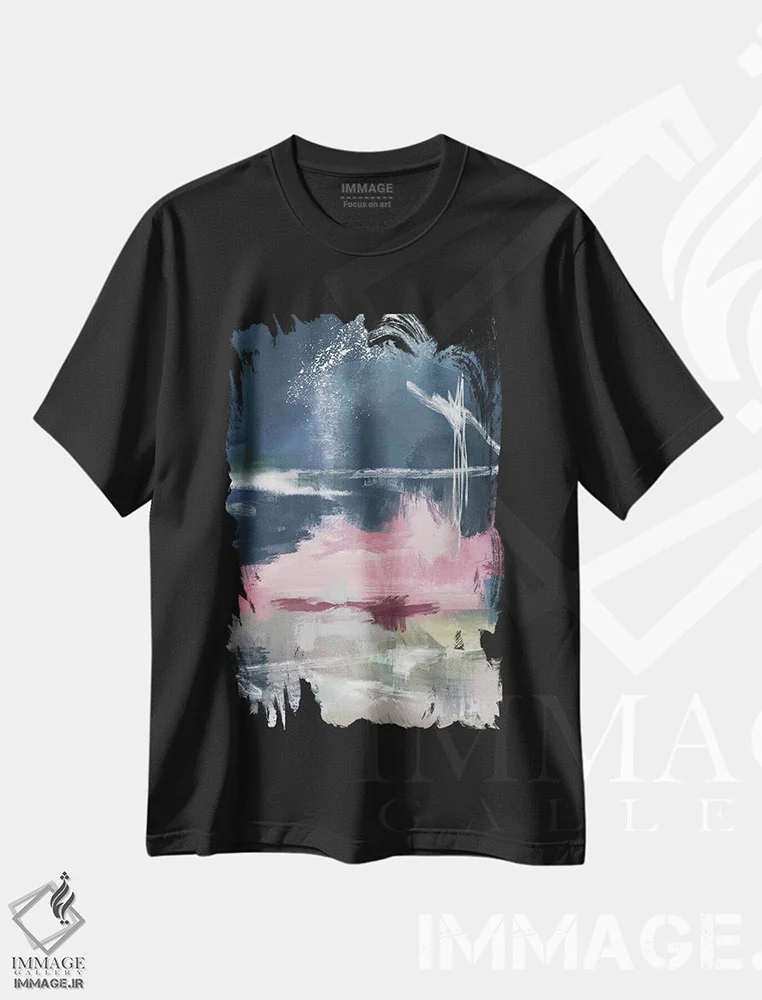 تیشرت مشکی طرح دار رنگارنگ ترین III اثر کارین تونیا گریم | immage.ir