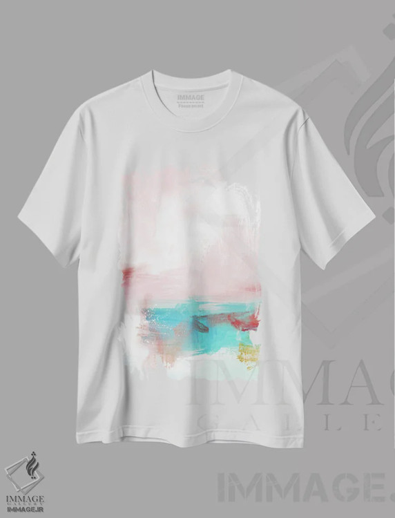 تیشرت سفید طرح دار رنگارنگ ترین II اثر کارین تونیا گریم | immage.ir