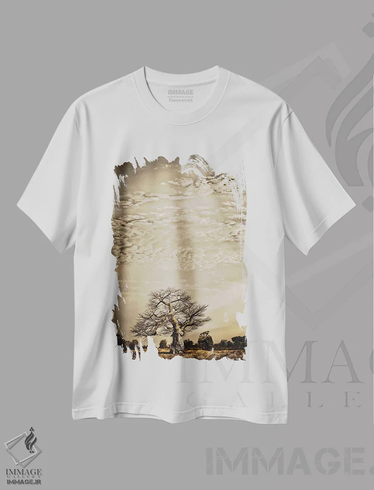 تیشرت سفید طرح دار سلسله مراتب بائوباب I، عکاسی هنری فاخر اثر کلاوس تیدگه | immage.ir