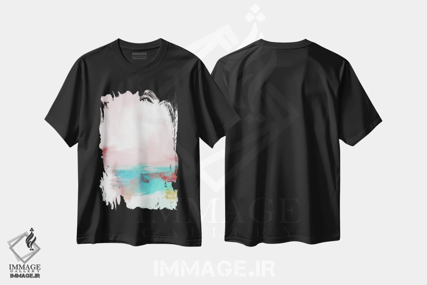 تیشرت مشکی طرح دار رنگارنگ ترین II اثر کارین تونیا گریم | فروشگاه ایماژ