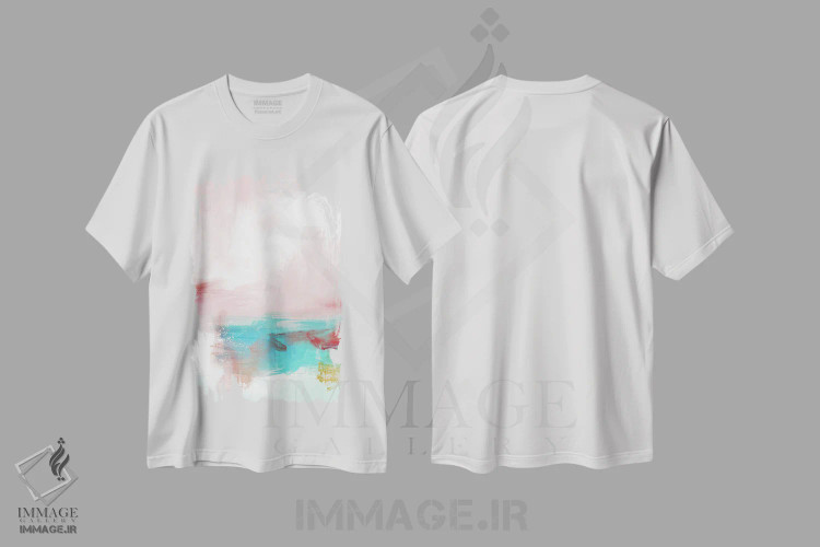 تیشرت سفید طرح دار رنگارنگ ترین II اثر کارین تونیا گریم | immage.ir
