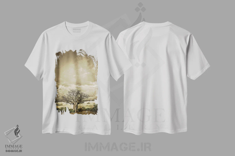 تیشرت سفید طرح دار سلسله مراتب بائوباب IV، عکاسی هنری فاخر اثر کلاوس تیدگه | فروشگاه ایماژ