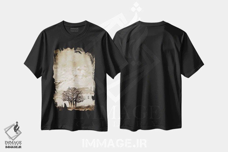 تیشرت مشکی طرح دار سلسله مراتب بائوباب III، عکاسی هنری فاخر اثر کلاوس تیدگه | فروشگاه ایماژ