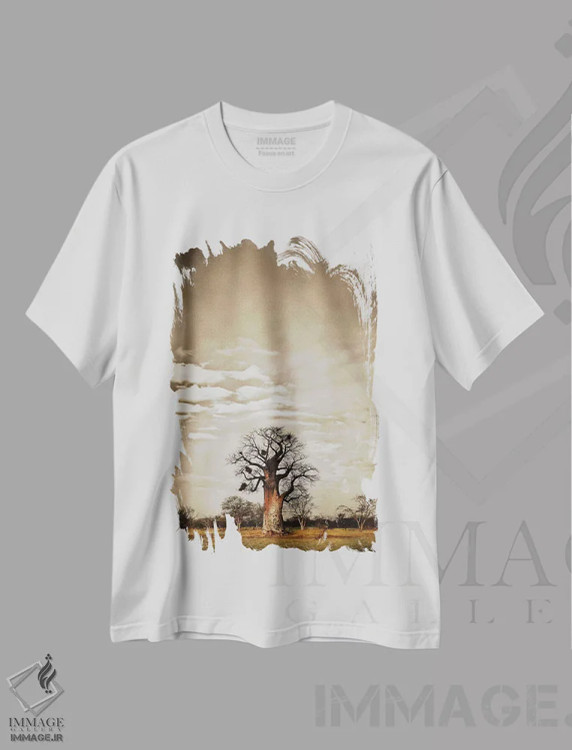 تیشرت سفید طرح دار سلسله مراتب بائوباب V، تزئینی اثر کلاوس تیدگه | فروشگاه ایماژ
