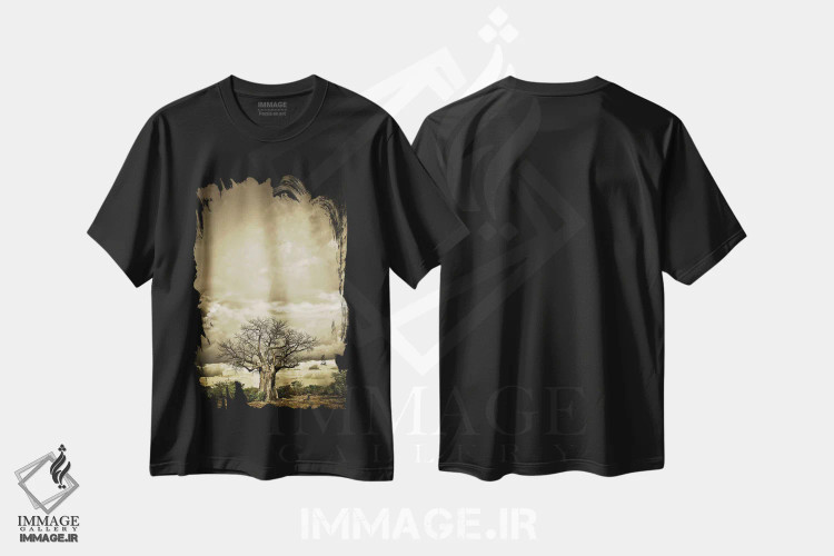 تیشرت مشکی طرح دار سلسله مراتب بائوباب IV، عکاسی هنری فاخر اثر کلاوس تیدگه | immage.ir