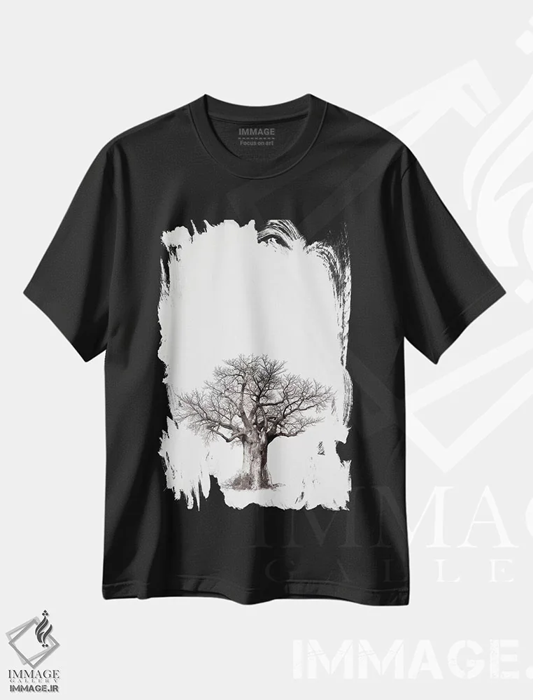 تیشرت مشکی طرح دار میراث بائوباب IV، تزئینی اثر کلاوس تیدگه | فروشگاه ایماژ