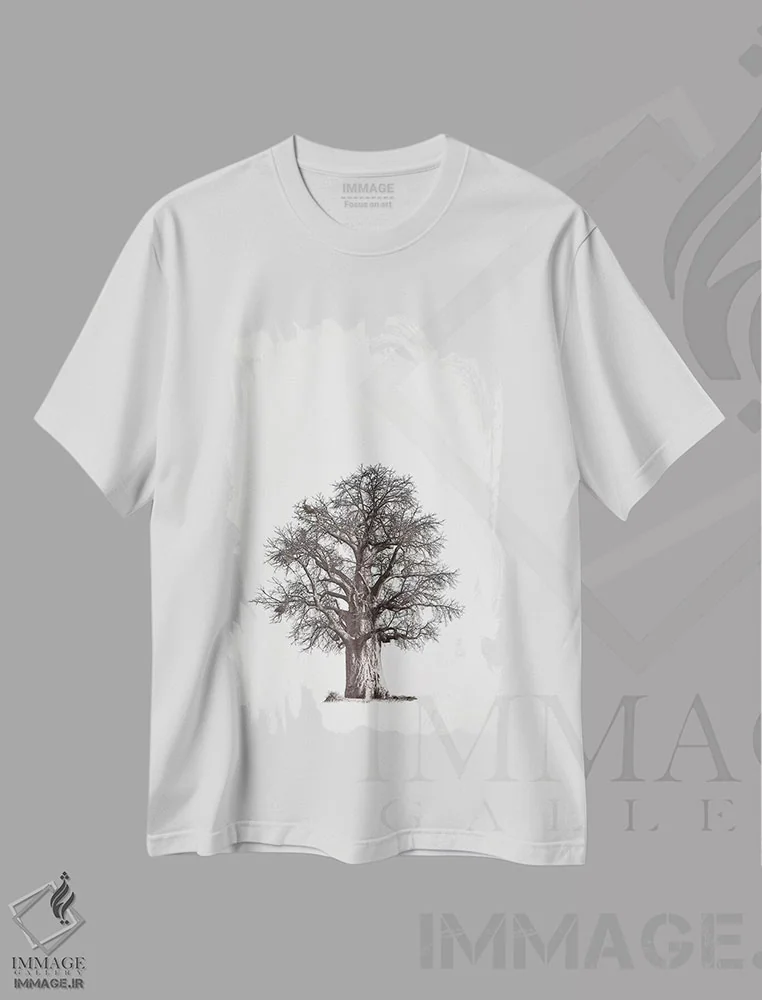 تیشرت سفید طرح دار میراث بائوباب II، تزئینی اثر کلاوس تیدگه | فروشگاه ایماژ