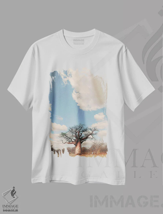 تیشرت سفید طرح دار بائوباب نای نای I، عکاسی هنری فاخر اثر کلاوس تیدگه | immage.ir