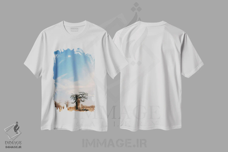 تیشرت سفید طرح دار بائوباب نای نای II، عکاسی هنری فاخر اثر کلاوس تیدگه | فروشگاه ایماژ
