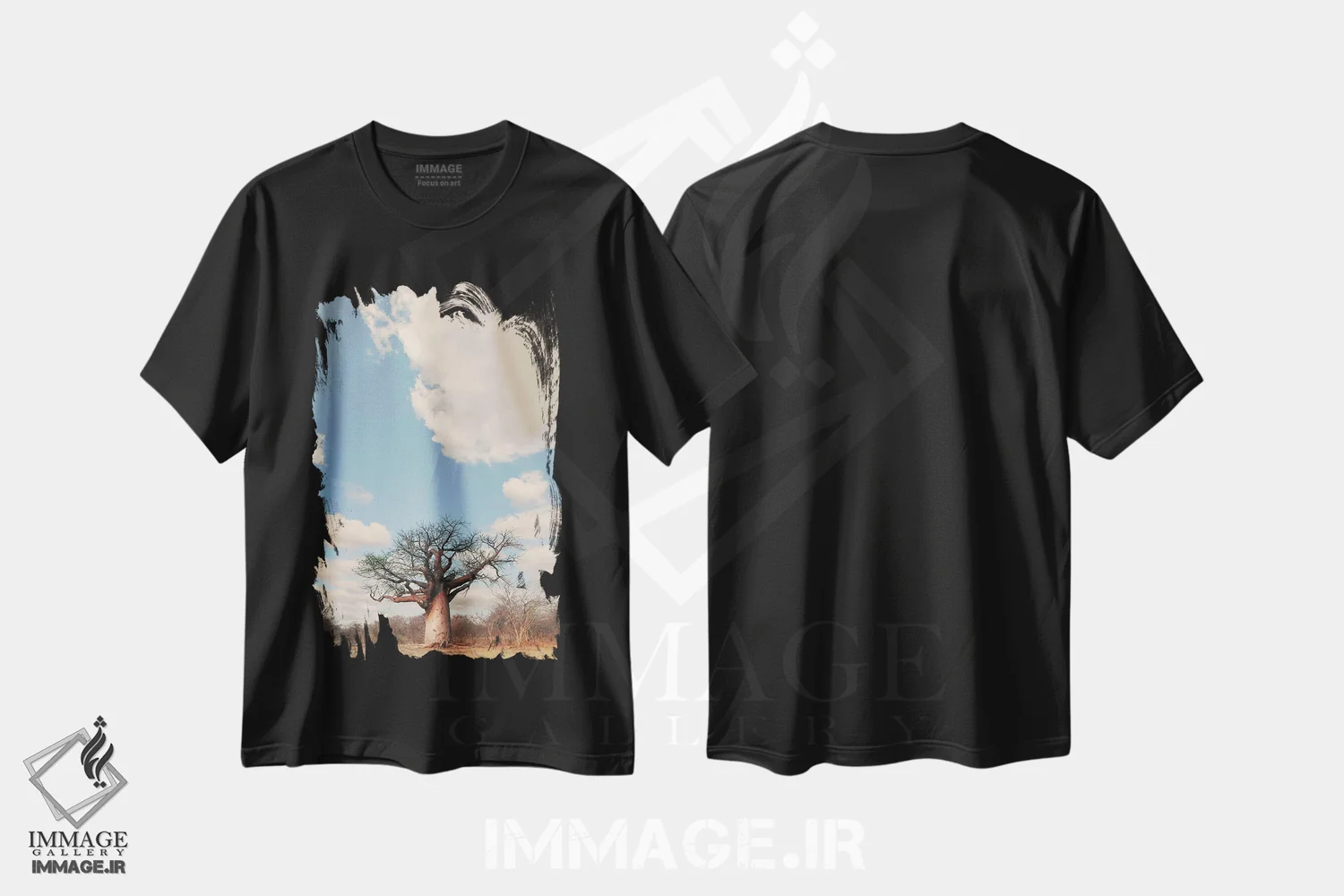 تیشرت مشکی طرح دار بائوباب نای نای I، عکاسی هنری فاخر اثر کلاوس تیدگه | فروشگاه ایماژ