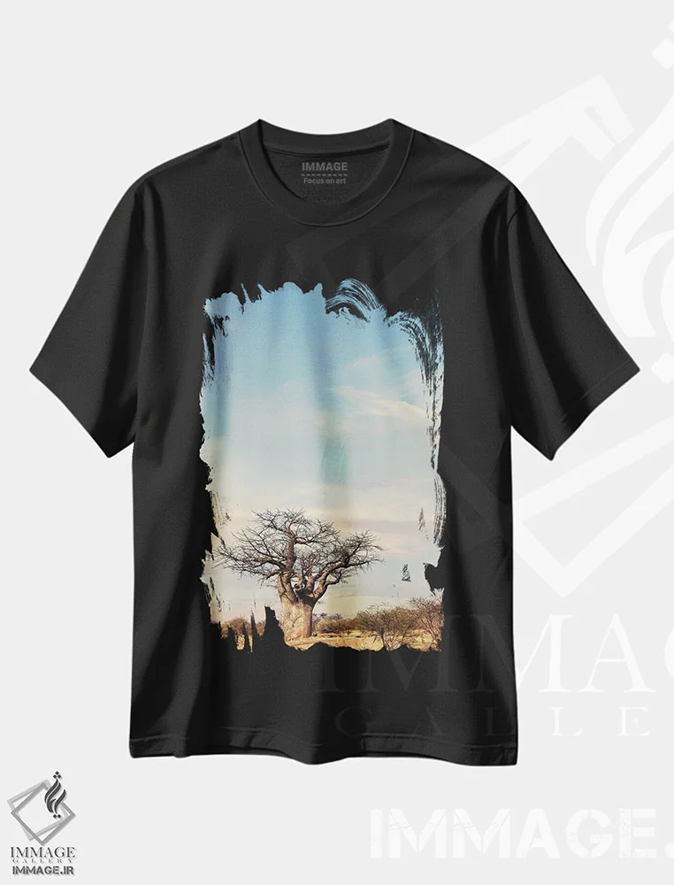تیشرت مشکی طرح دار بائوباب نای نای IV، عکاسی هنری فاخر اثر کلاوس تیدگه | immage.ir