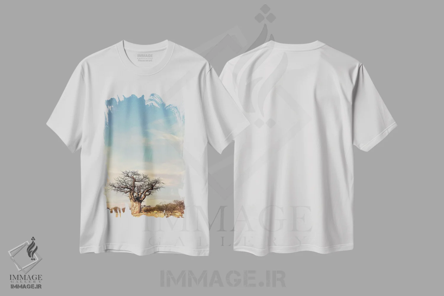 تیشرت سفید طرح دار بائوباب نای نای IV، عکاسی هنری فاخر اثر کلاوس تیدگه | فروشگاه ایماژ