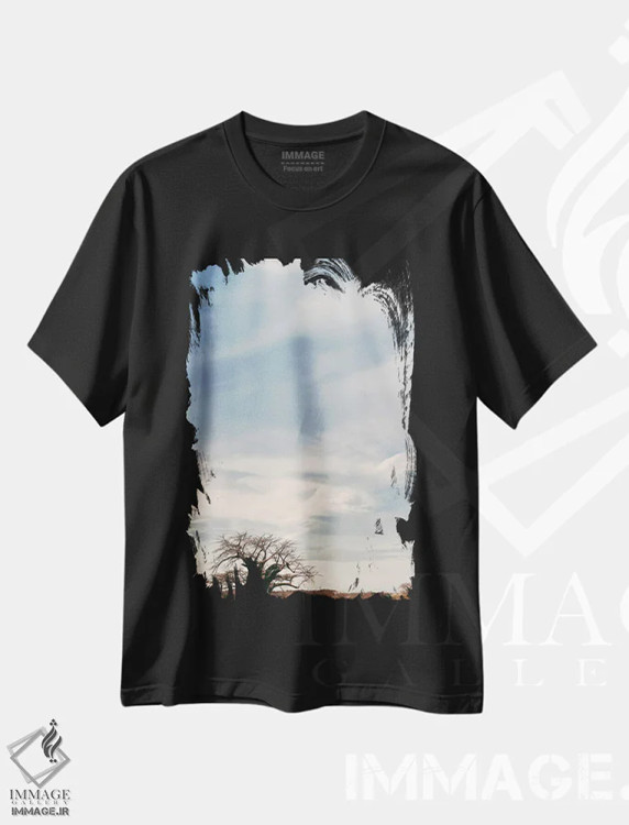 تیشرت مشکی طرح دار بائوباب نای نای V، عکاسی هنری فاخر اثر کلاوس تیدگه | فروشگاه ایماژ