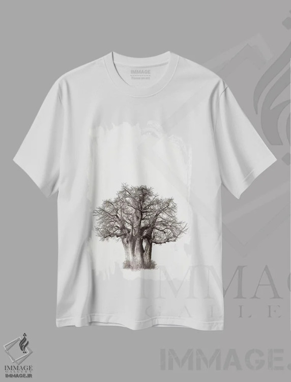 تیشرت سفید طرح دار میراث بائوباب ۳، تزئینی اثر کلاوس تیدگه | فروشگاه ایماژ