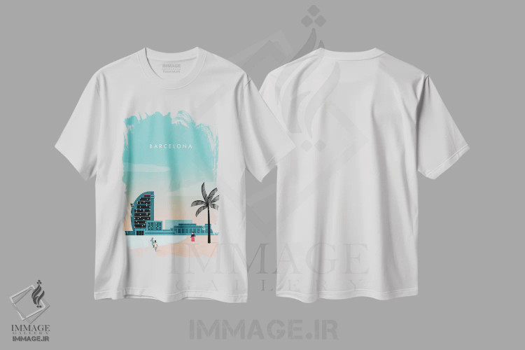 تیشرت سفید طرح دار بارسلونا، تزئینی اثر کاتینکا رینکه | فروشگاه ایماژ