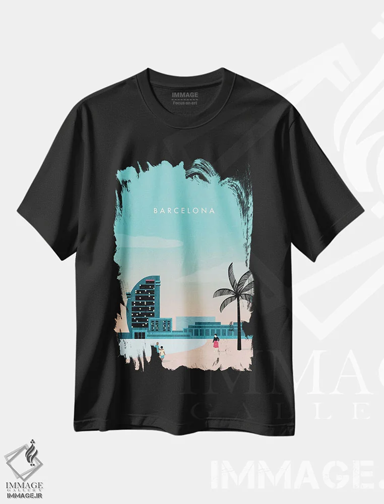 تیشرت مشکی طرح دار بارسلونا، تزئینی اثر کاتینکا رینکه | immage.ir