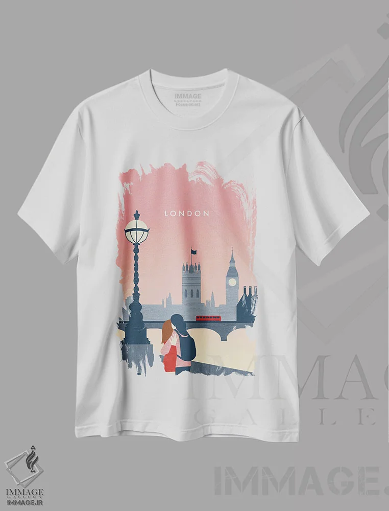 تیشرت سفید طرح دار لندن ۱، تزئینی اثر کاتینکا رینکه | immage.ir