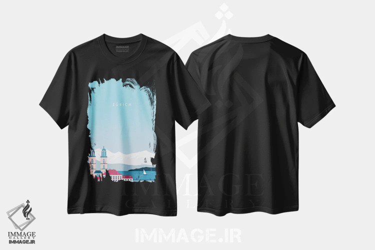 تیشرت مشکی طرح دار زوریخ، تزئینی اثر کاتینکا رینکه | فروشگاه ایماژ