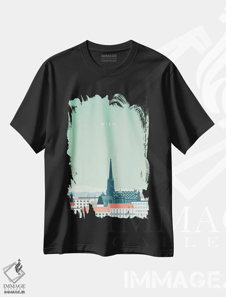 تیشرت مشکی طرح دار وین، تزئینی اثر کاتینکا رینکه | immage.ir