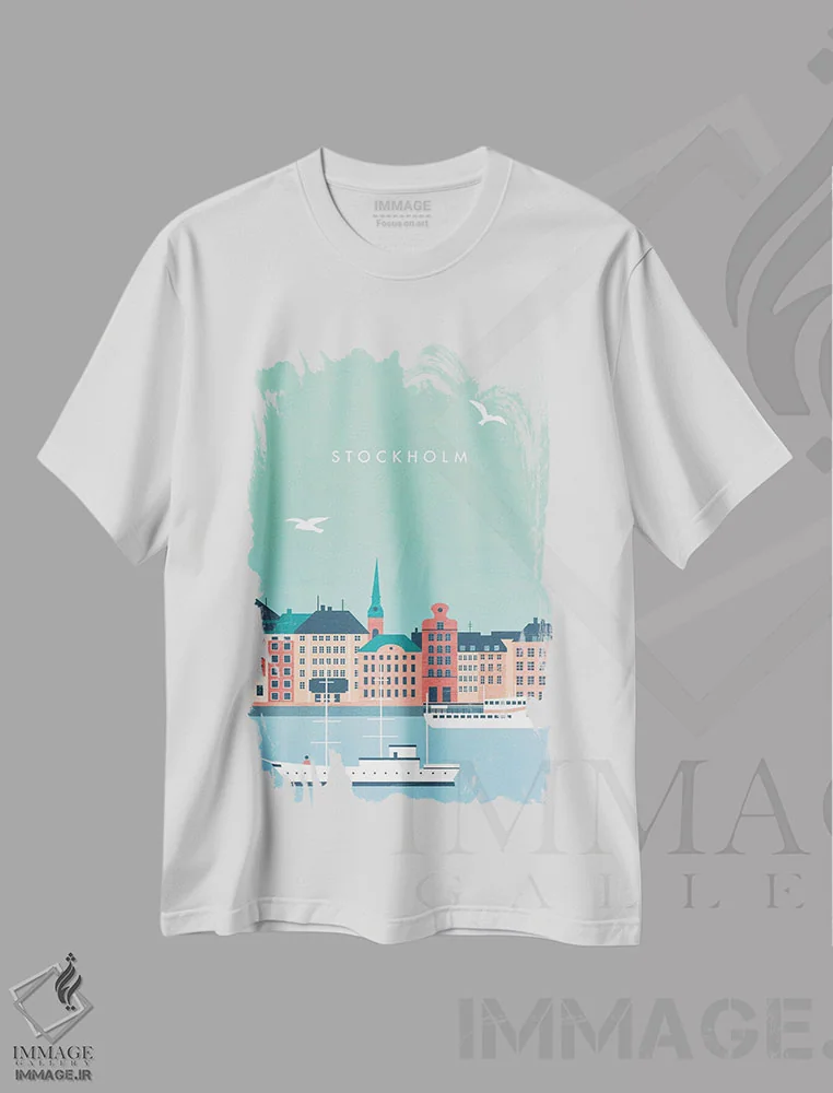 تیشرت سفید طرح دار استکهلم، تزئینی اثر کاتینکا رینکه | فروشگاه ایماژ