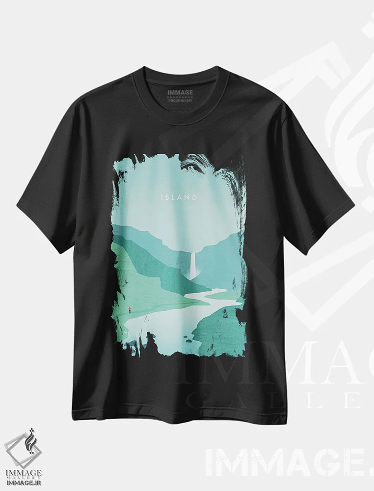 تیشرت مشکی طرح دار جزیره، هنر دیجیتال اثر کاتینکا رینکه | فروشگاه ایماژ