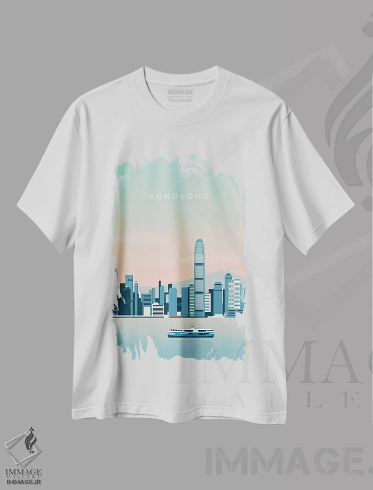 تیشرت سفید طرح دار هنگ کنگ، هنر دیجیتال اثر کاتینکا رینکه | immage.ir