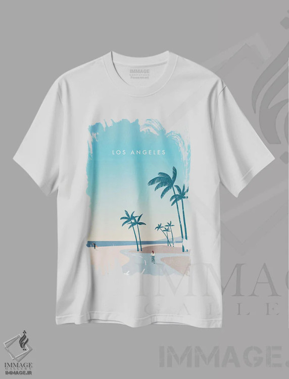 تیشرت سفید طرح دار لس آنجلس، هنر دیجیتال اثر کاتینکا رینکه | فروشگاه ایماژ