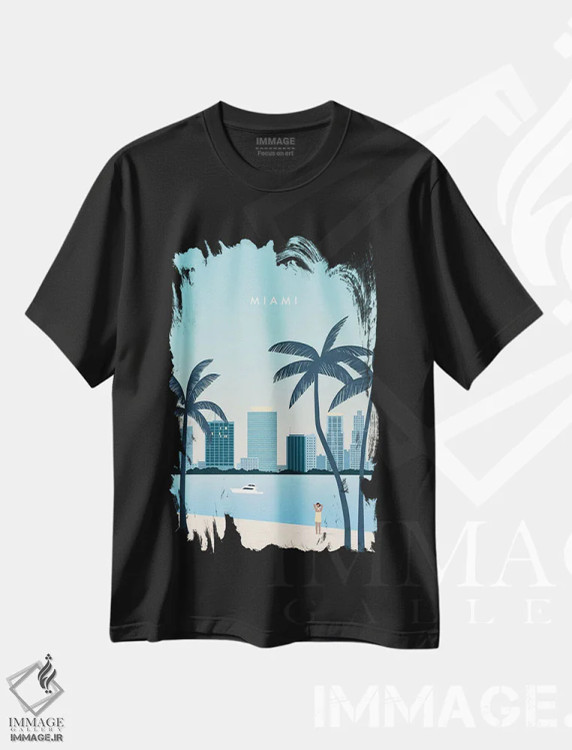 تیشرت مشکی طرح دار میامی، هنر دیجیتال اثر کاتینکا رینکه | فروشگاه ایماژ