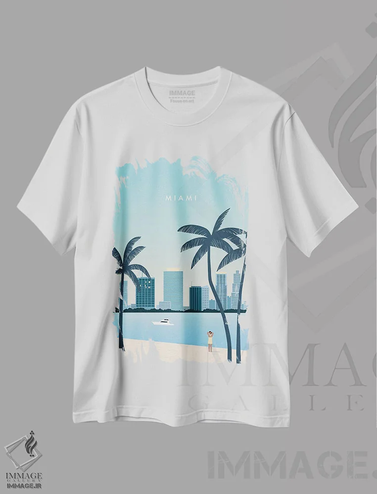 تیشرت سفید طرح دار میامی، هنر دیجیتال اثر کاتینکا رینکه | immage.ir