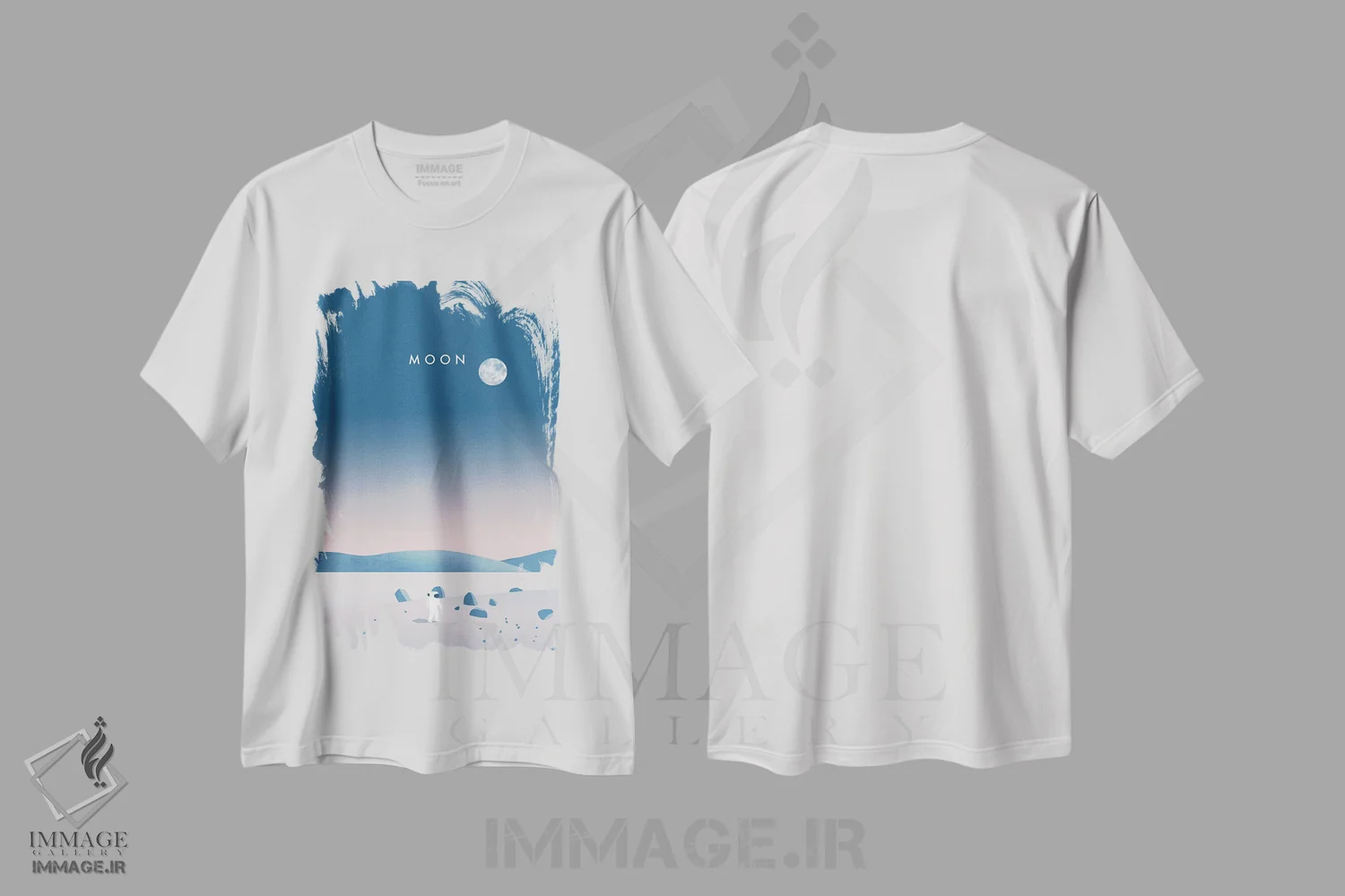 تیشرت سفید طرح دار ماه، هنر دیجیتال اثر کاتینکا رینکه | فروشگاه ایماژ