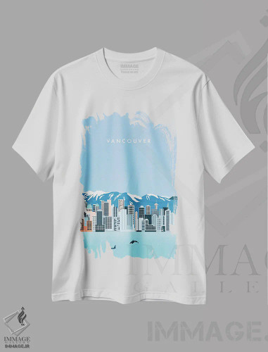تیشرت سفید طرح دار ونکوور، هنر دیجیتال اثر کاتینکا رینکه | فروشگاه ایماژ