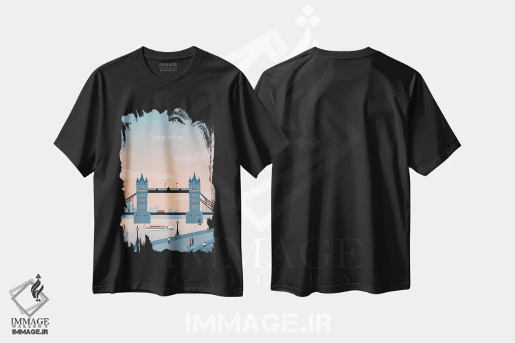 تیشرت مشکی طرح دار لندن، هنر دیجیتال اثر کاتینکا رینکه | فروشگاه ایماژ